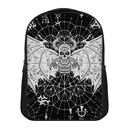 Black And White Demon Wicca Print Casual Backpack