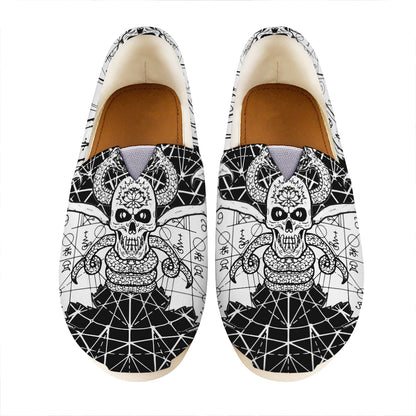 Black And White Demon Wicca Print Casual Shoes