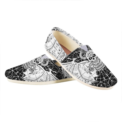 Black And White Demon Wicca Print Casual Shoes
