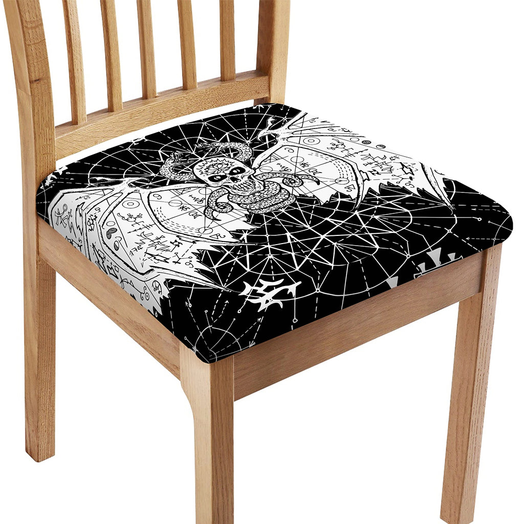 Black And White Demon Wicca Print Chair Cushion Cover