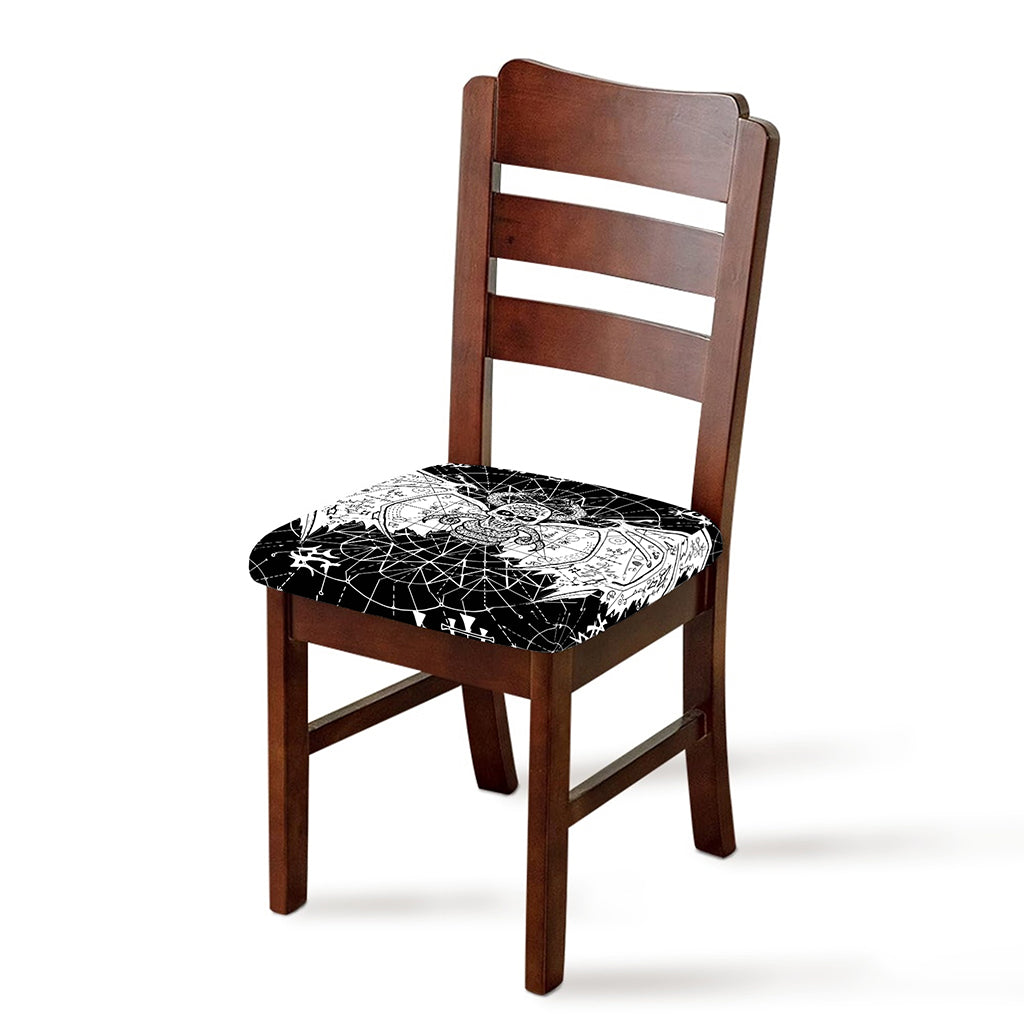 Black And White Demon Wicca Print Chair Cushion Cover
