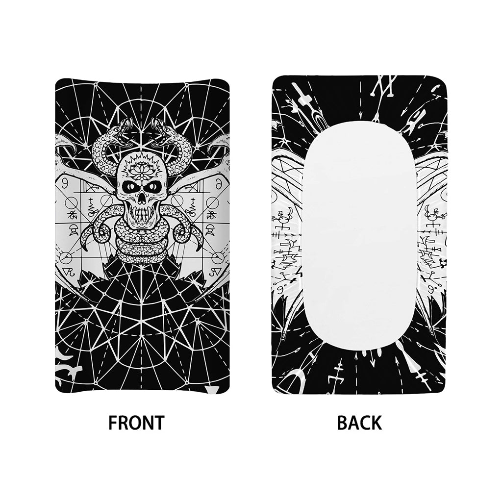 Black And White Demon Wicca Print Changing Pad Cover