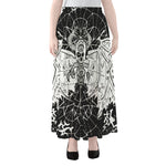 Black And White Demon Wicca Print Chiffon Maxi Skirt