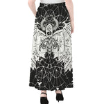 Black And White Demon Wicca Print Chiffon Maxi Skirt