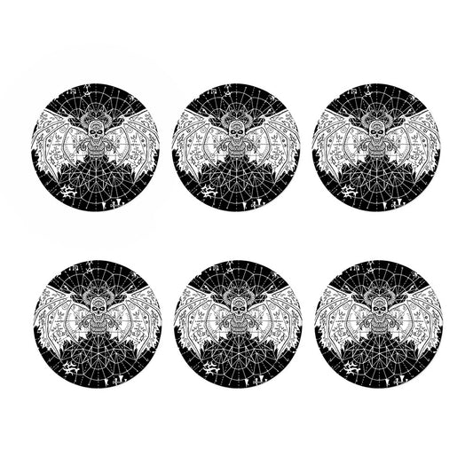 Black And White Demon Wicca Print Coaster Set