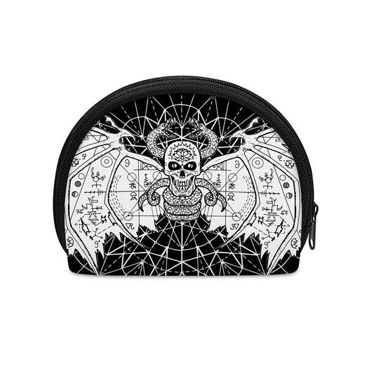 Black And White Demon Wicca Print Coin Purse