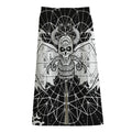 Black And White Demon Wicca Print Cotton Front Slit Maxi Skirt