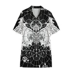 Black And White Demon Wicca Print Cotton Hawaiian Shirt