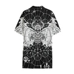 Black And White Demon Wicca Print Cotton Hawaiian Shirt