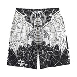 Black And White Demon Wicca Print Cotton Shorts