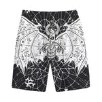 Black And White Demon Wicca Print Cotton Shorts