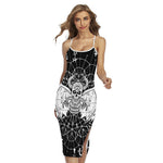 Black And White Demon Wicca Print Cross Back Cami Dress