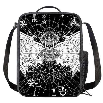 Black And White Demon Wicca Print Crossbody Lunch Bag
