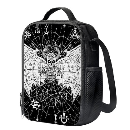Black And White Demon Wicca Print Crossbody Lunch Bag