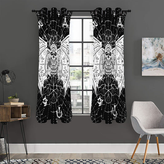 Black And White Demon Wicca Print Curtain