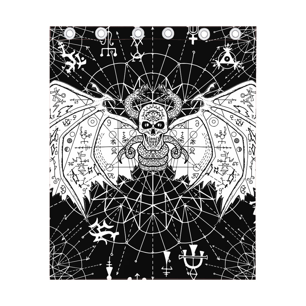 Black And White Demon Wicca Print Curtain