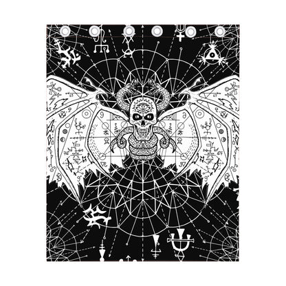 Black And White Demon Wicca Print Curtain