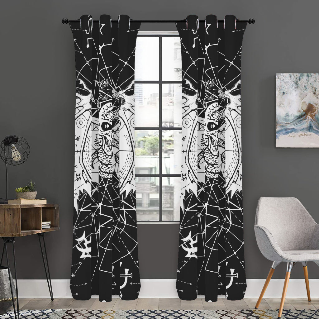 Black And White Demon Wicca Print Curtain