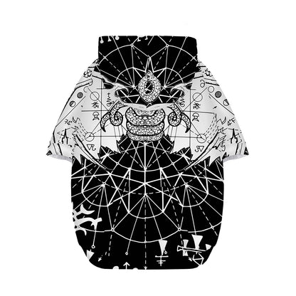 Black And White Demon Wicca Print Dog Zip Up Hoodie