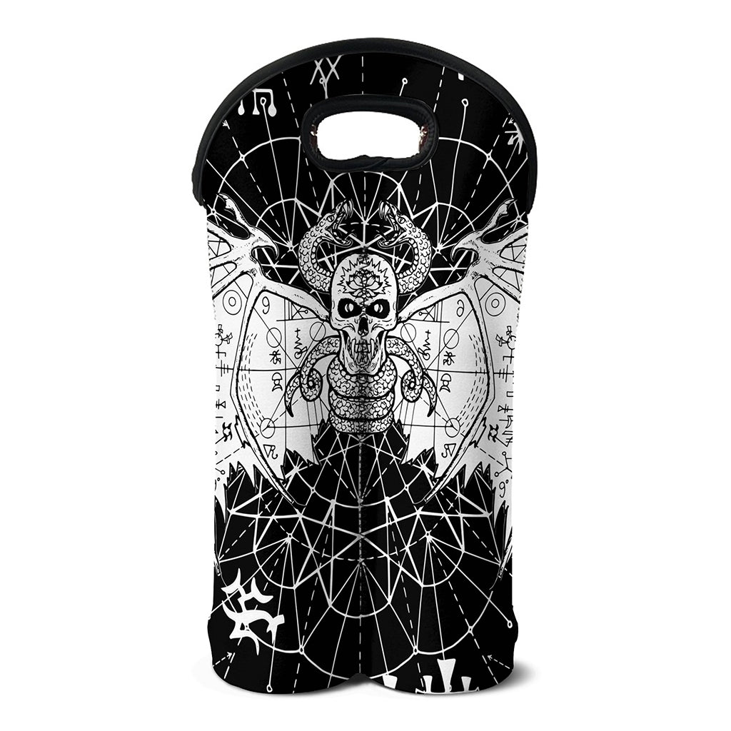 Black And White Demon Wicca Print Double Neoprene Wine Tote