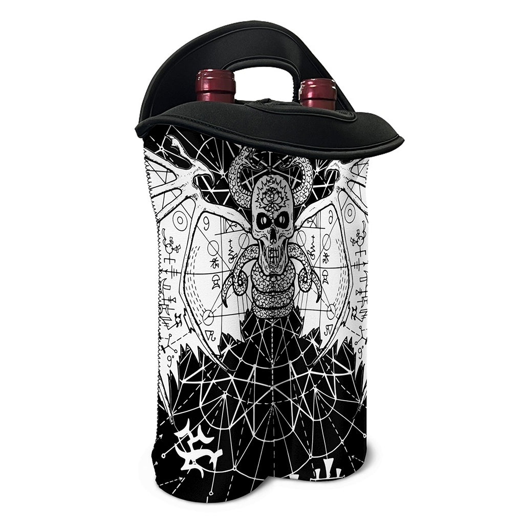 Black And White Demon Wicca Print Double Neoprene Wine Tote