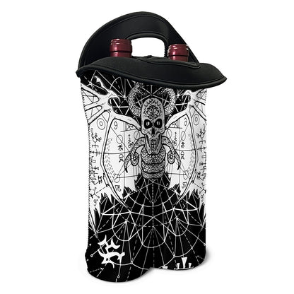 Black And White Demon Wicca Print Double Neoprene Wine Tote