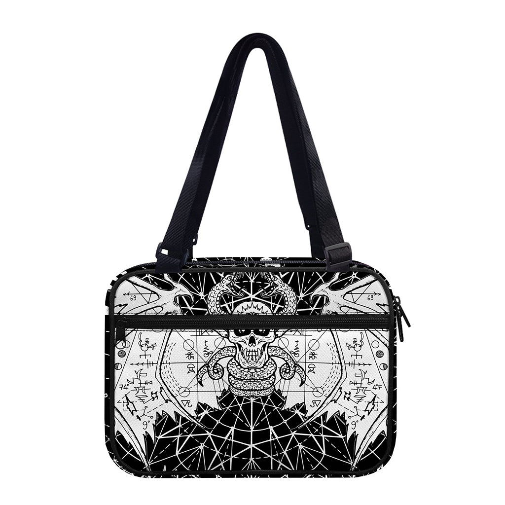 Black And White Demon Wicca Print Double Strap Bible Bag