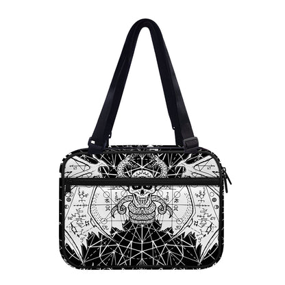 Black And White Demon Wicca Print Double Strap Bible Bag