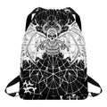 Black And White Demon Wicca Print Drawstring Backpack