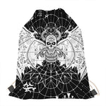 Black And White Demon Wicca Print Drawstring Bag