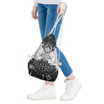Black And White Demon Wicca Print Drawstring Bag