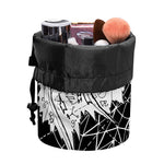 Black And White Demon Wicca Print Drawstring Makeup Bag