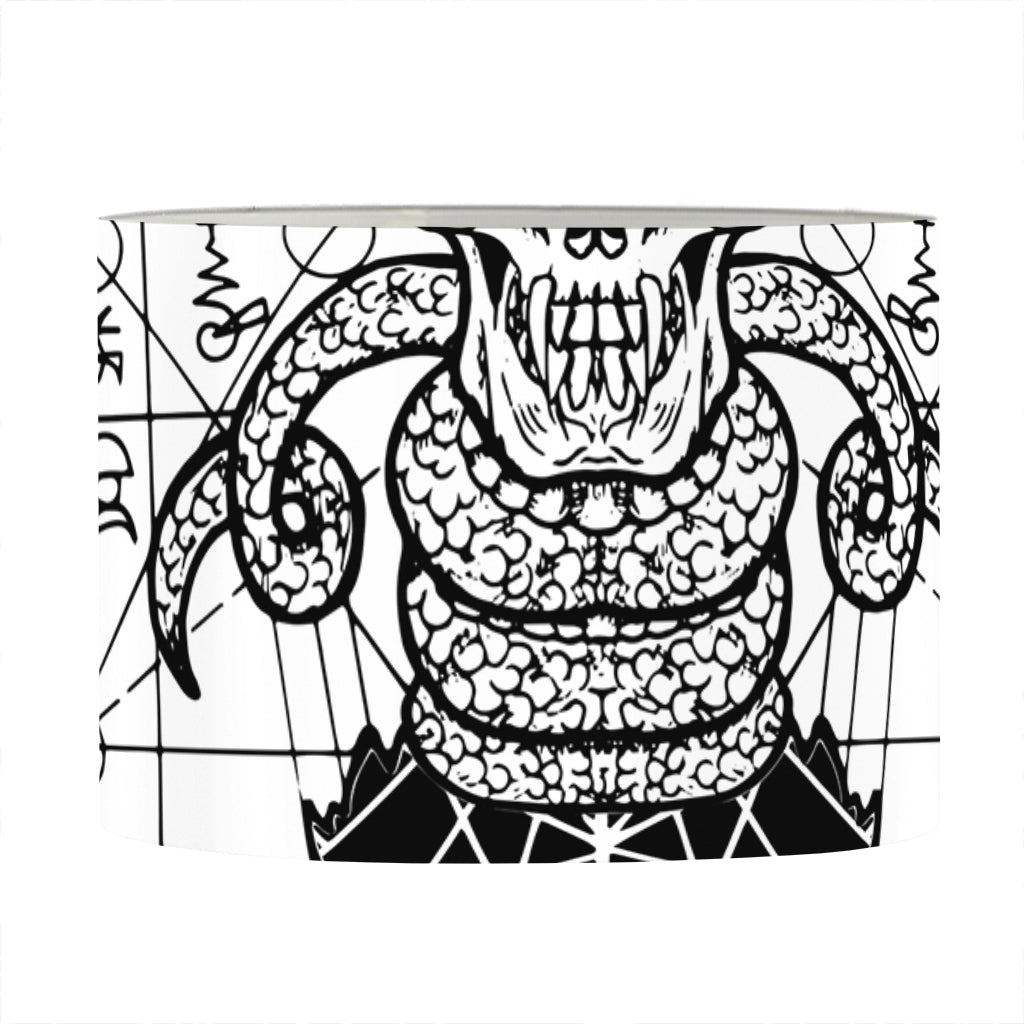 Black And White Demon Wicca Print Drum Lamp Shade