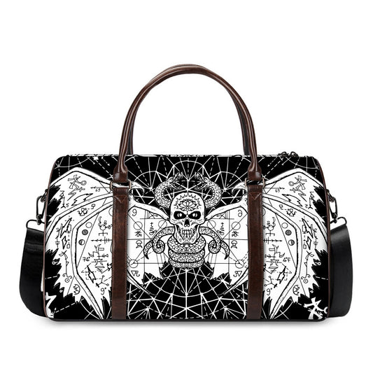 Black And White Demon Wicca Print Duffle Bag