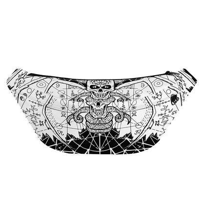 Black And White Demon Wicca Print Fanny Pack