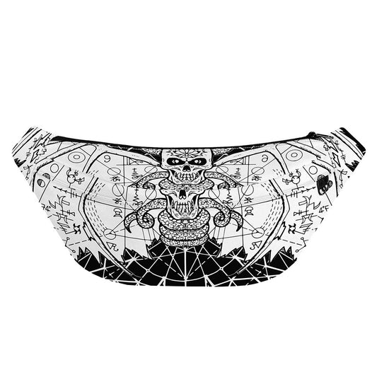 Black And White Demon Wicca Print Fanny Pack