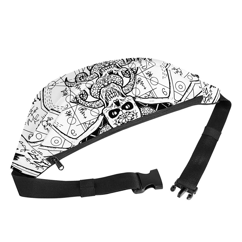 Black And White Demon Wicca Print Fanny Pack