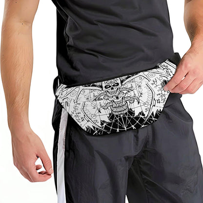 Black And White Demon Wicca Print Fanny Pack