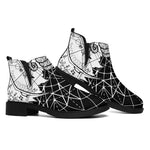 Black And White Demon Wicca Print Flat Ankle Boots