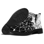 Black And White Demon Wicca Print Flat Ankle Boots