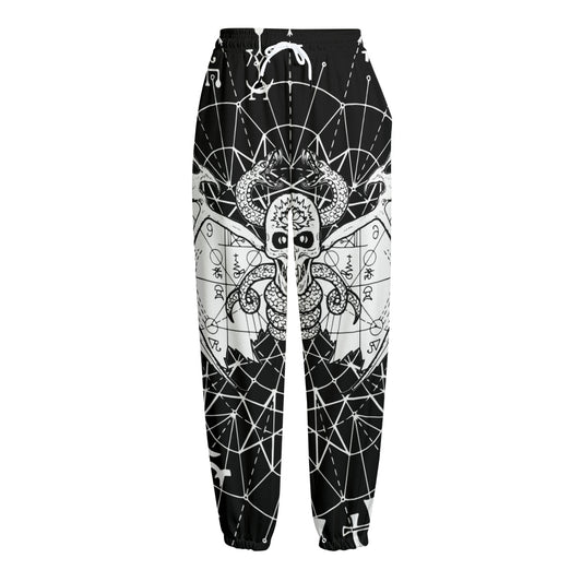 Black And White Demon Wicca Print Fleece Lined Knit Pants