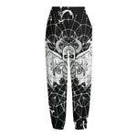 Black And White Demon Wicca Print Fleece Lined Knit Pants