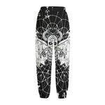 Black And White Demon Wicca Print Fleece Lined Knit Pants