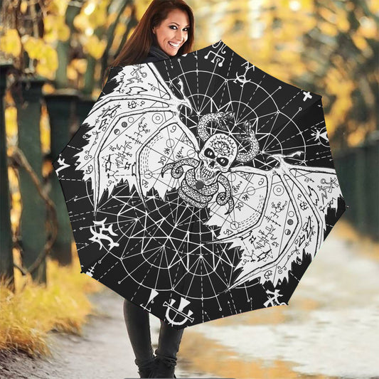 Black And White Demon Wicca Print Foldable Umbrella