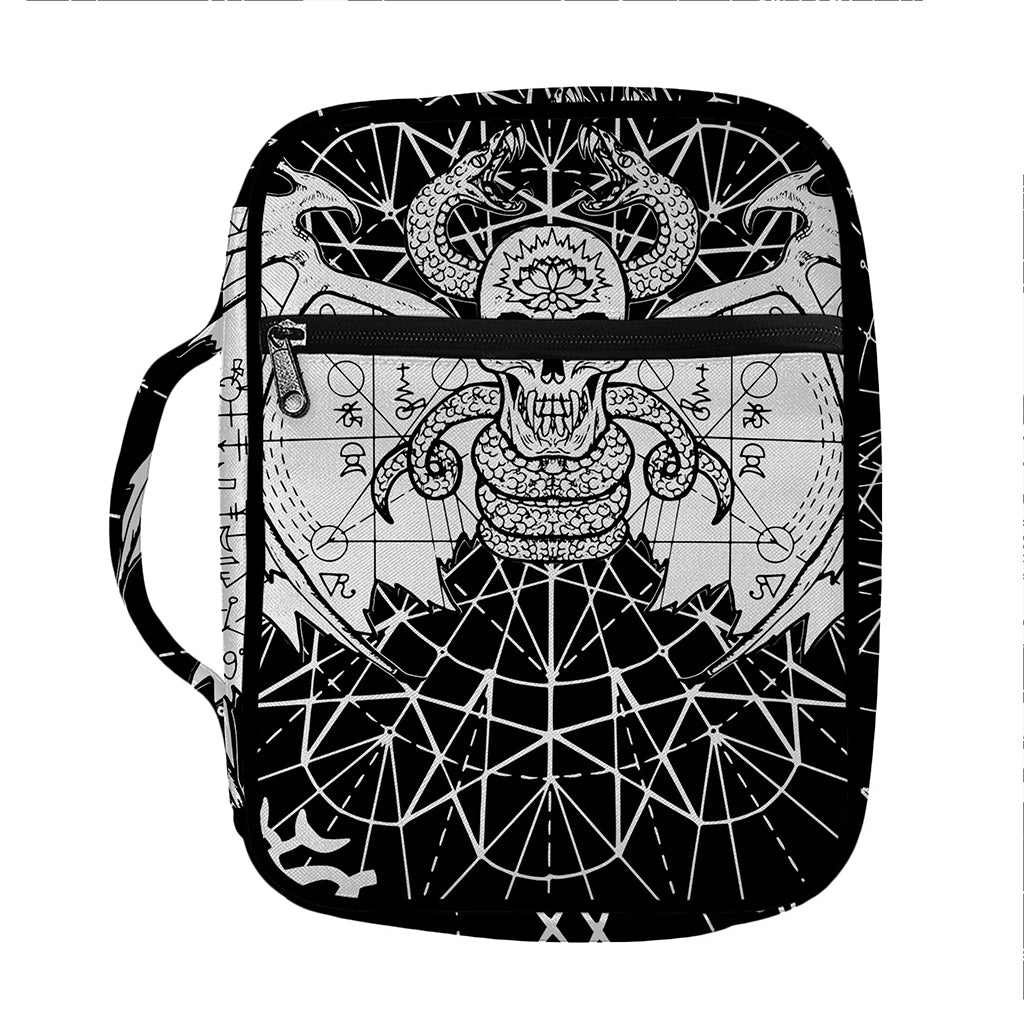 Black And White Demon Wicca Print Front Pocket Bible Bag