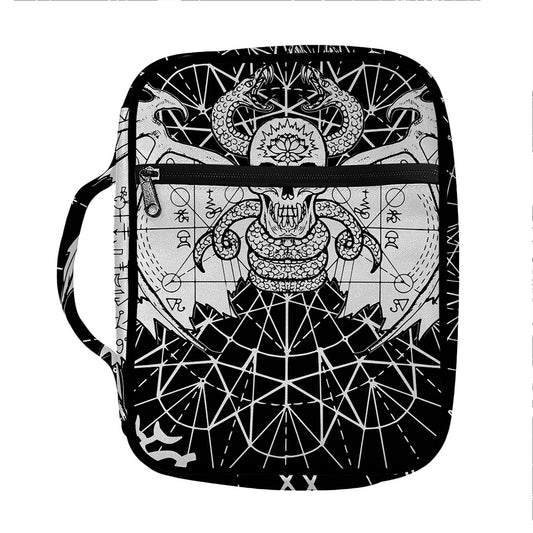 Black And White Demon Wicca Print Front Pocket Bible Bag