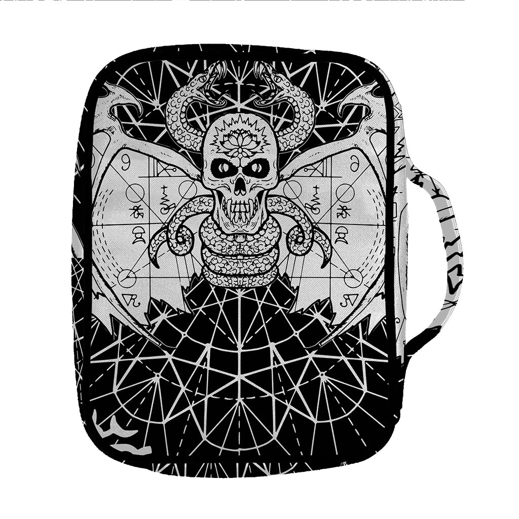 Black And White Demon Wicca Print Front Pocket Bible Bag