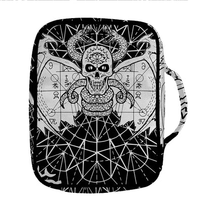 Black And White Demon Wicca Print Front Pocket Bible Bag