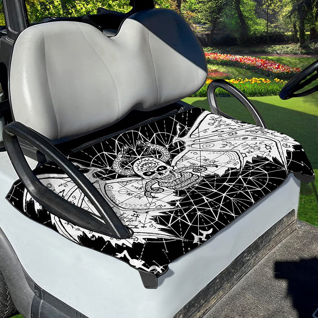 Black And White Demon Wicca Print Golf Cart Seat Cover