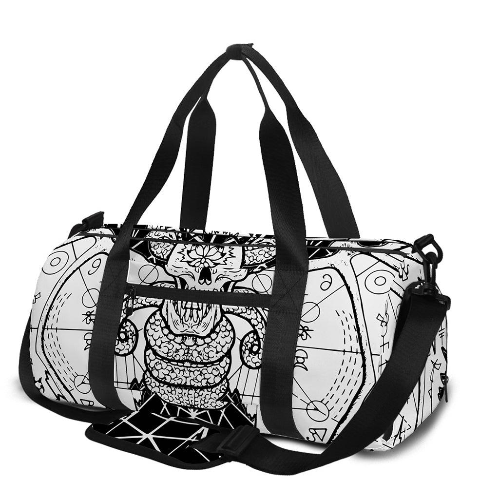 Black And White Demon Wicca Print Gym Bag